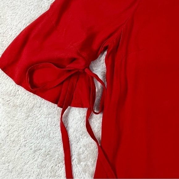 GIANNI BINI Orangish-Red 3/4 Sleeve with Ties Blouse, Super Cute! Size Large - Picture 5 of 9